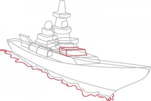 Как нарисовать корабль Эсминец поэтапно в 8 шагов. Шаг 5.