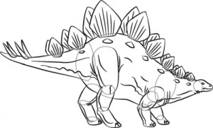 Как нарисовать динозавра Стегозавра поэтапно в 7 шагов. Шаг 7