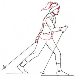 Как нарисовать Лыжника поэтапно в 5 шагов 4