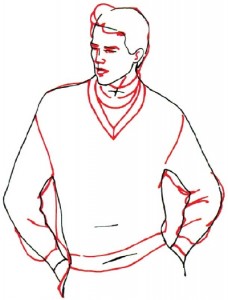 Как нарисовать Мужчину в свитере поэтапно в 5 шагов 4