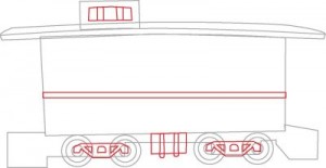 Как нарисовать Тормозной вагон поезда поэтапно в 6 шагов 4