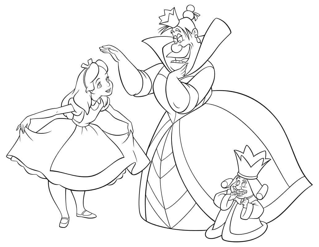 Раскраска Алиса и королева