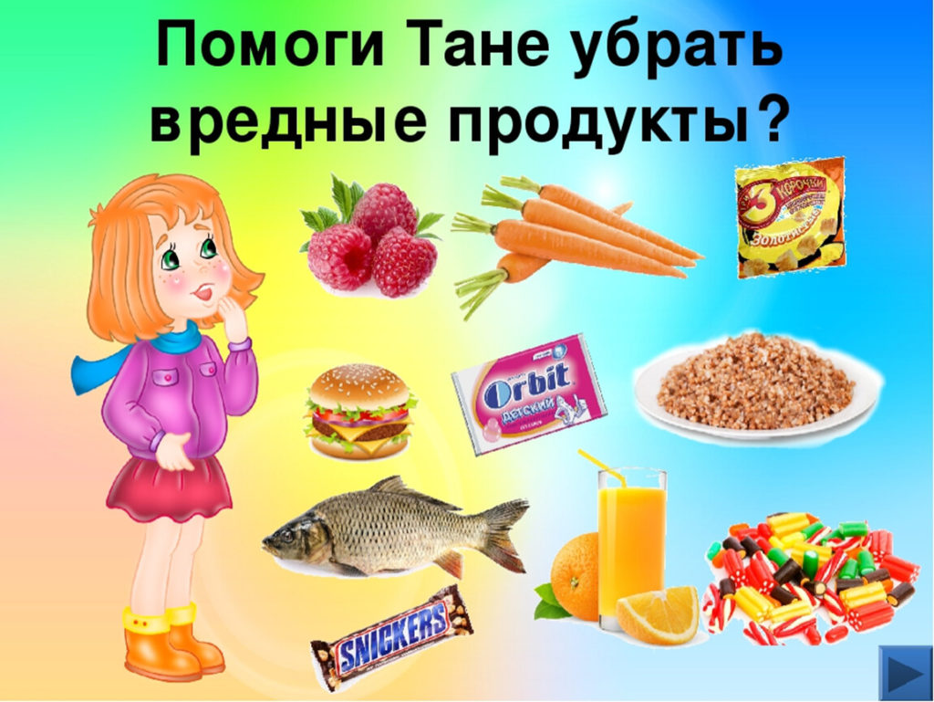 Рисунок девочки и продуктов