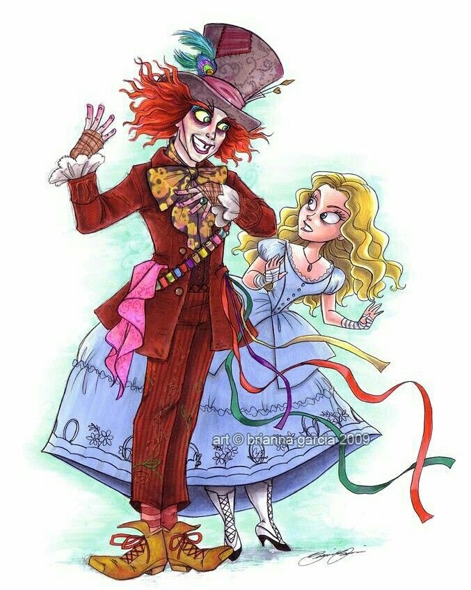 Цветной рисунок Алисы и Шляпника
