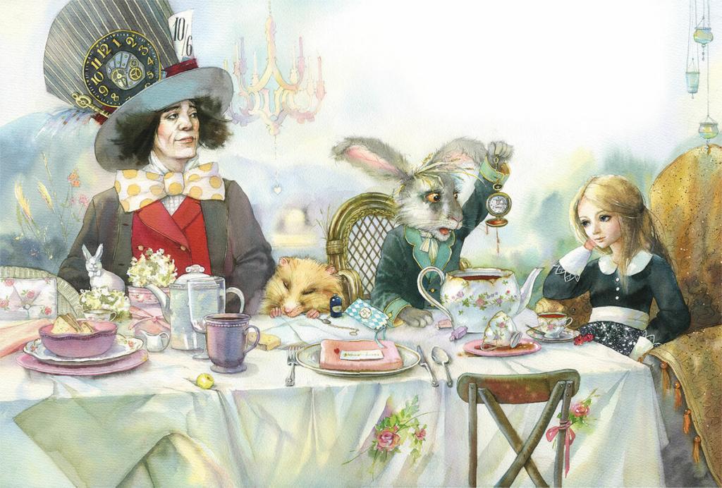 Алиса и Шляпник за столом