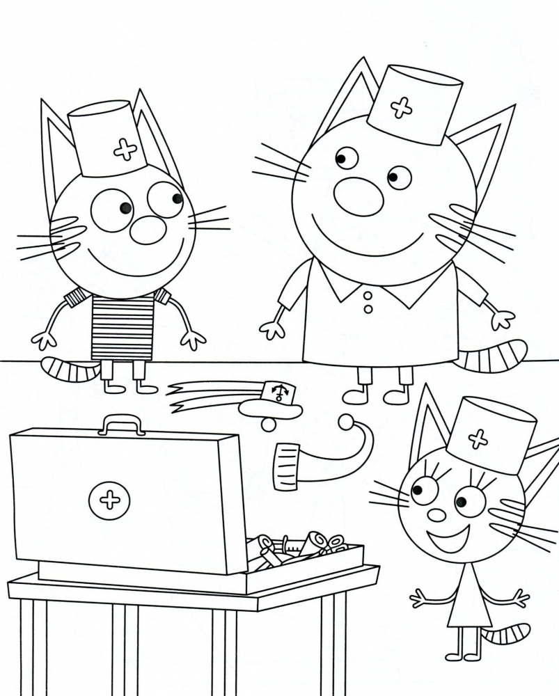 Рисунок врач Три кота для срисовки и раскрашивания