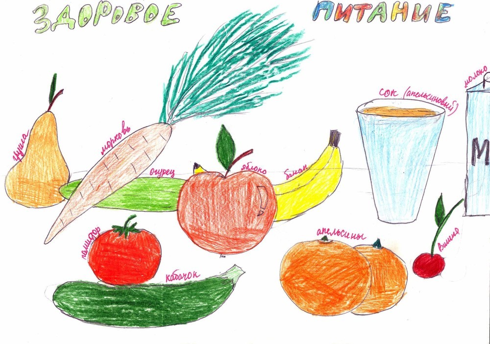 Детский рисунок фрукты и овощи