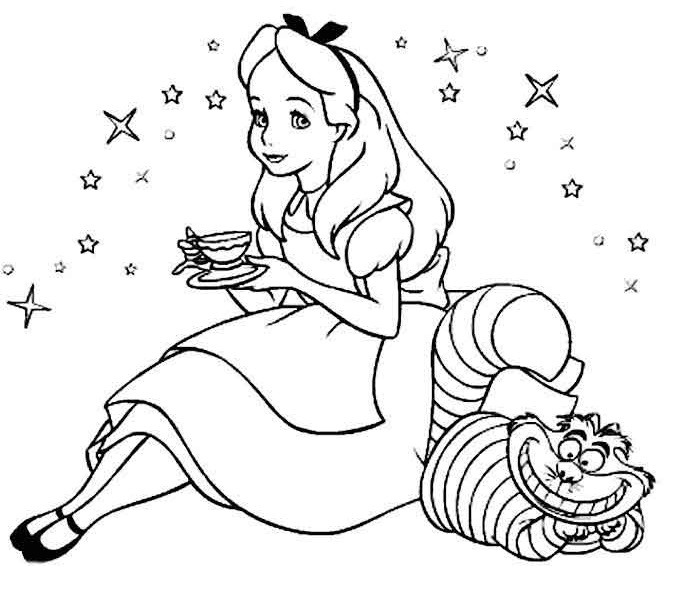 Рисунки по мотивам мультфильма «Приключения Алисы в Стране чудес» (105 картинок)