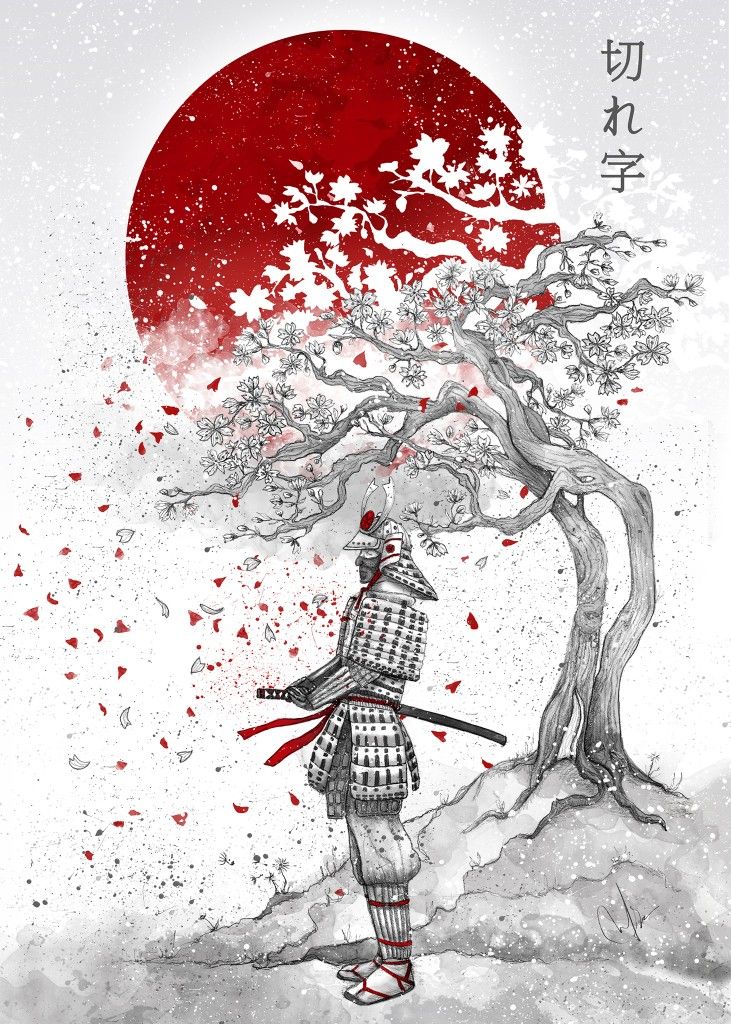Сакура и самурай рисунок