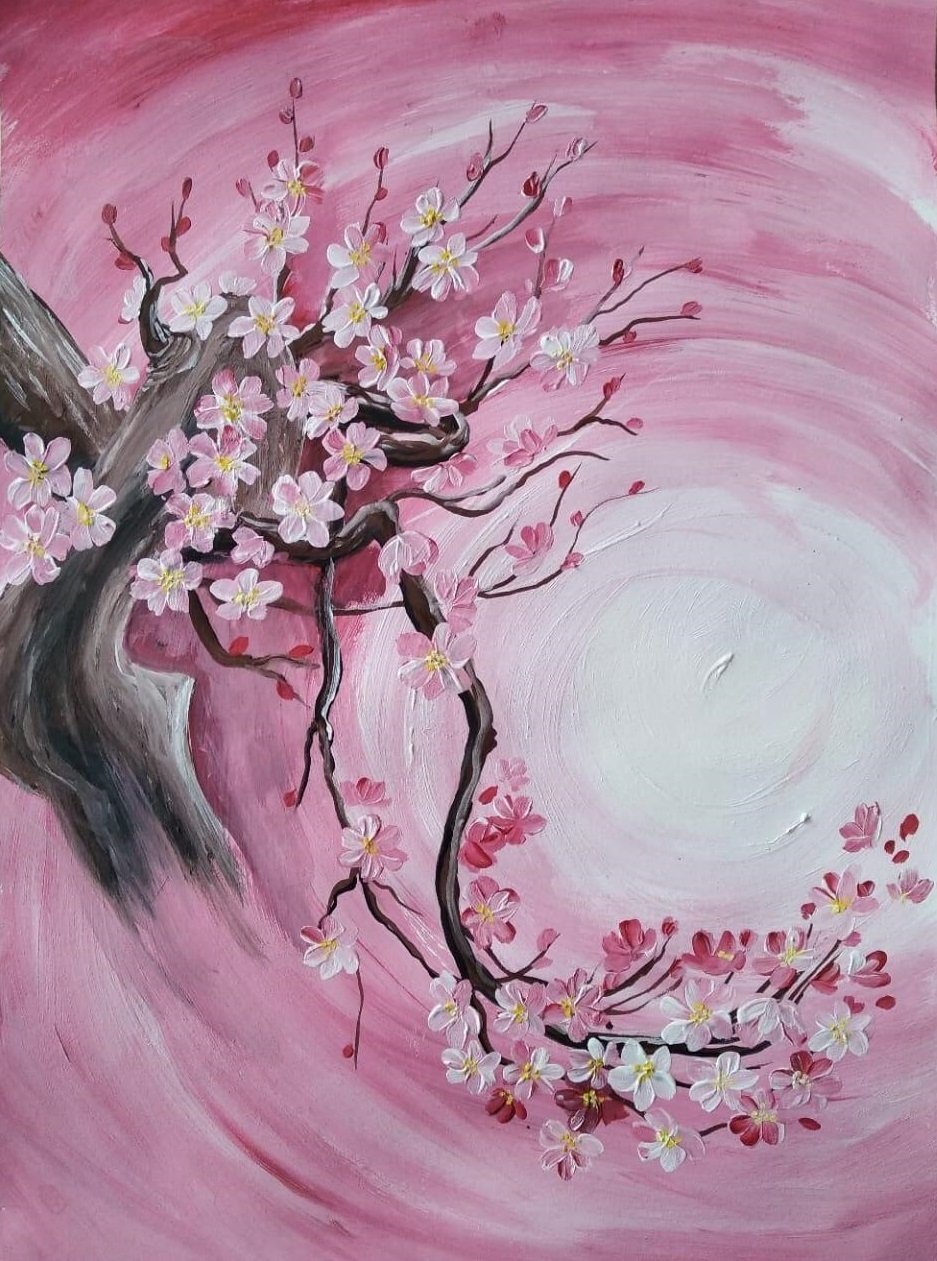 Сакура рисунок в цвете