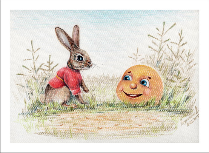 Заяц и Колобок иллюстрация к сказке