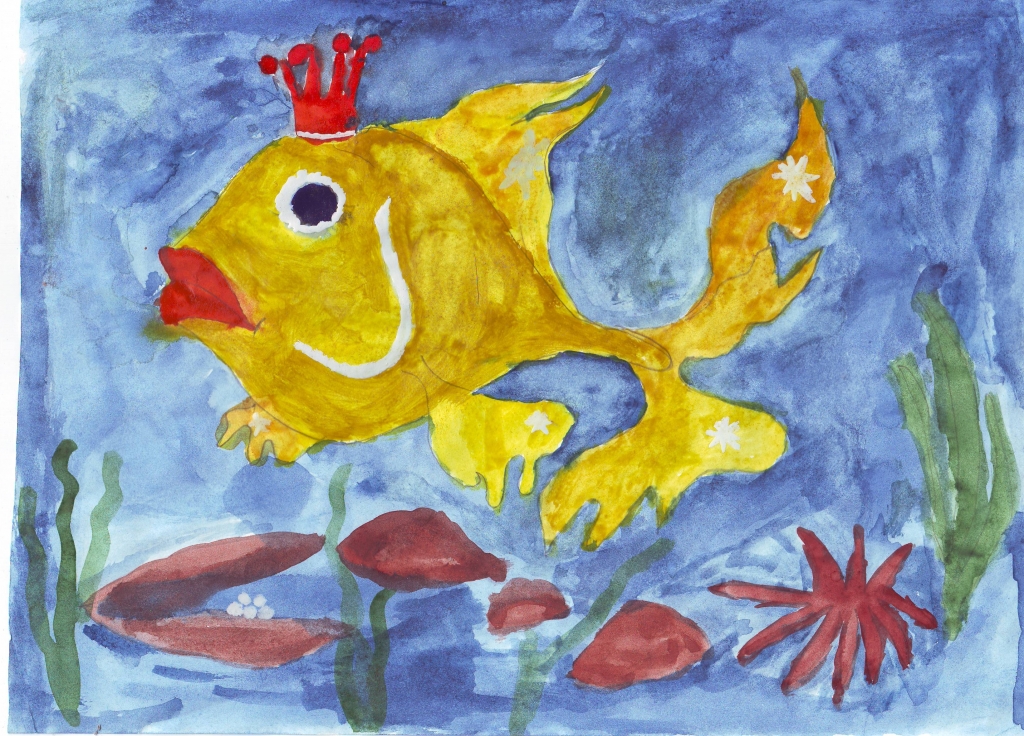 Золотая рыбка детский рисунок