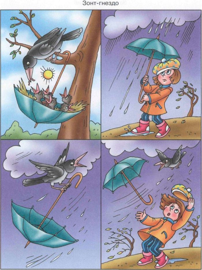Сюжетная картинка о зонтике