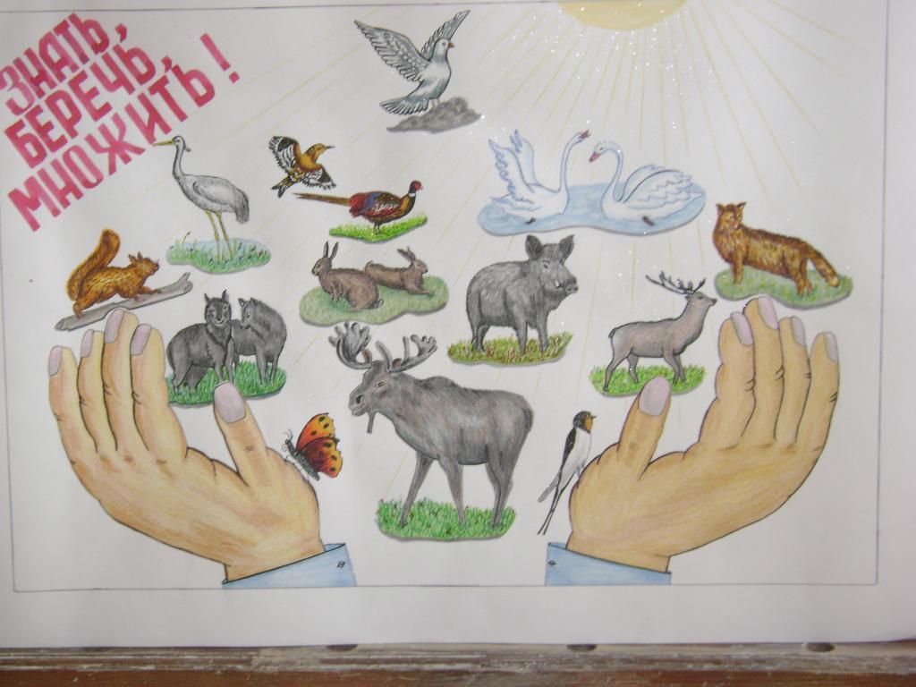 Детский рисунок "Берегите животных"