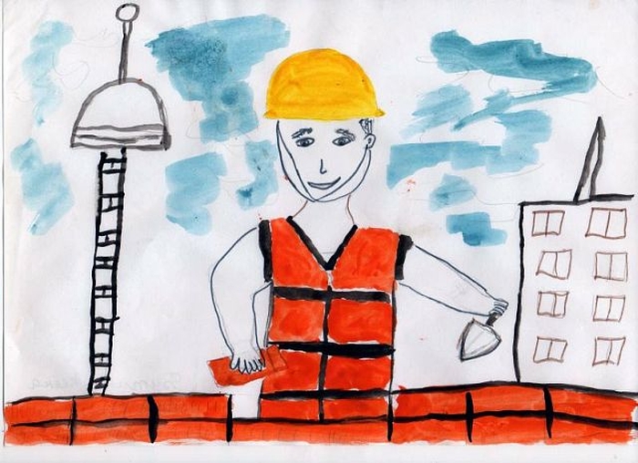 Рисунок детский профессия строитель