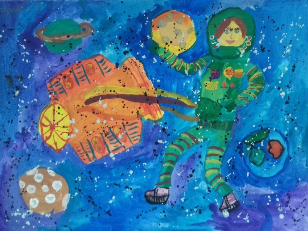 Рисунок детский профессия космонавт