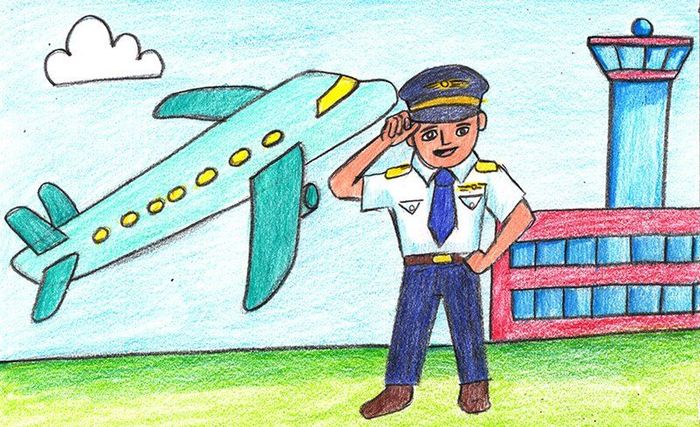 Рисунок детский профессия пилот самолета