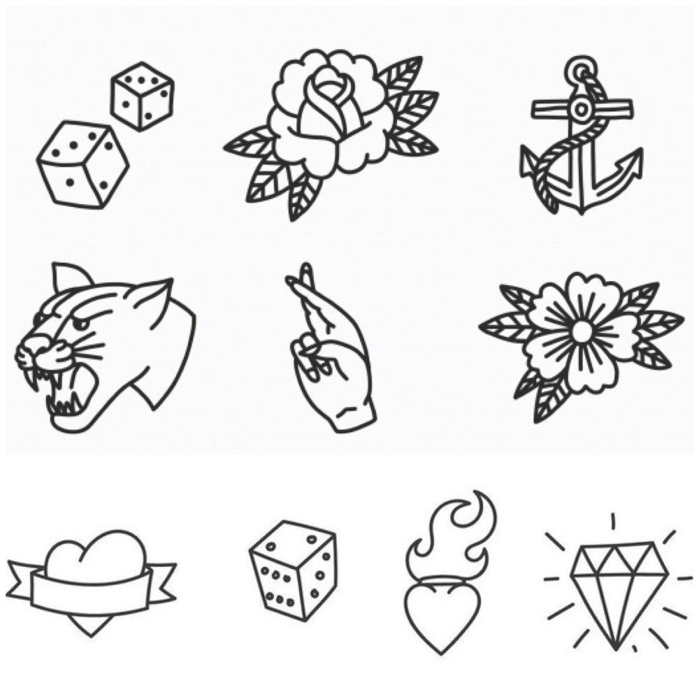 Набор эскизов для татуировки розы