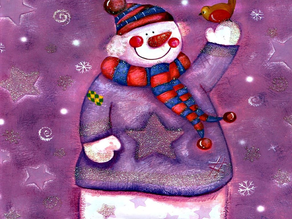 Рисунок новогодний снеговик