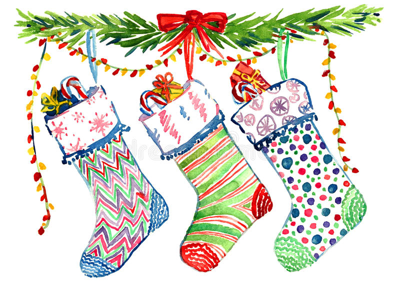 Рисунок новогодний носки для подарков