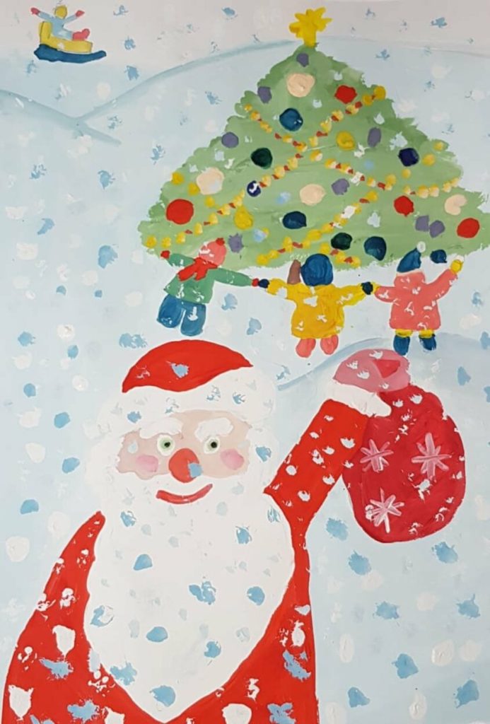 Рисунок детский Деда Мороза