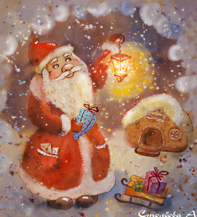 Детский рисунок Деда Мороза