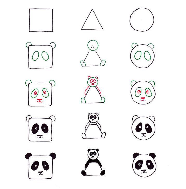Этапы рисования панды картинка