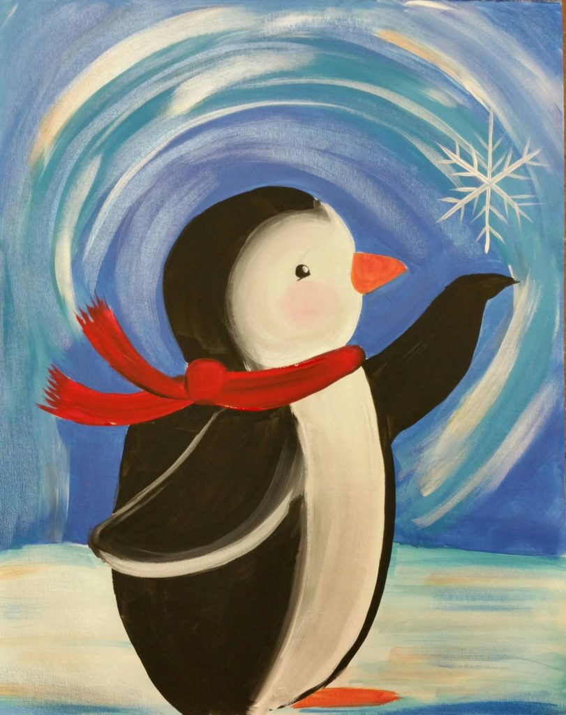Рисунок пингвина красками