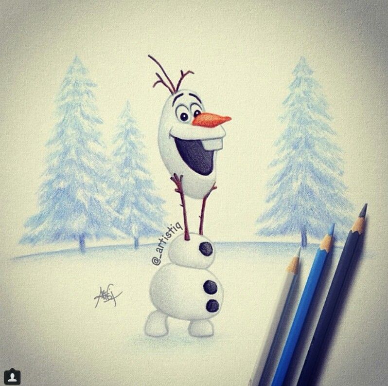 Рисунок снеговика Олафа