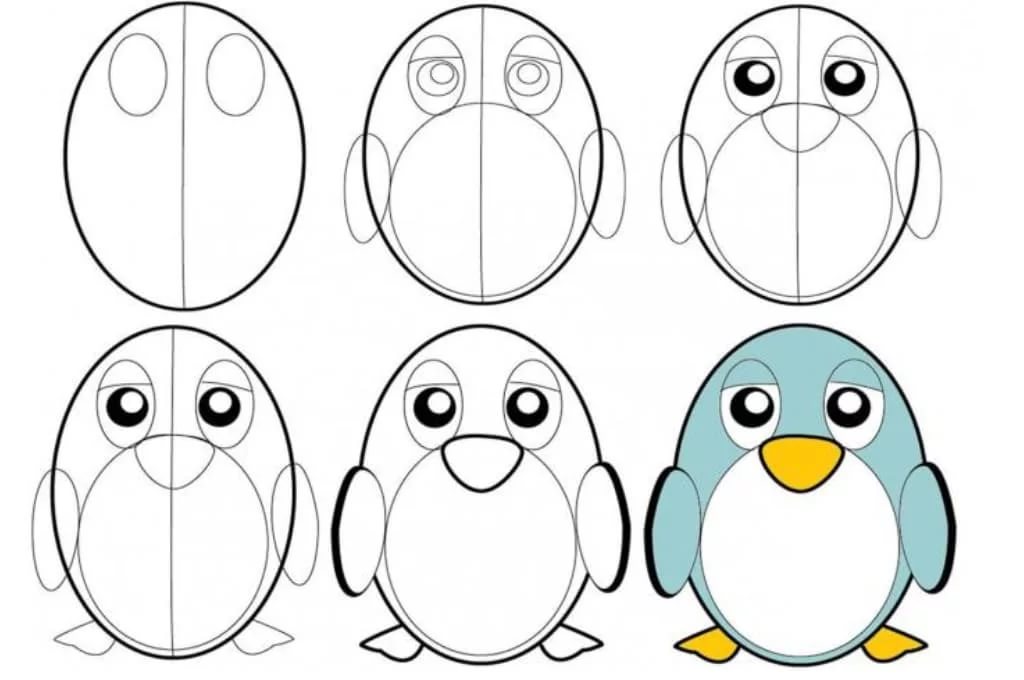 Поэтапное рисование пингвина картинка