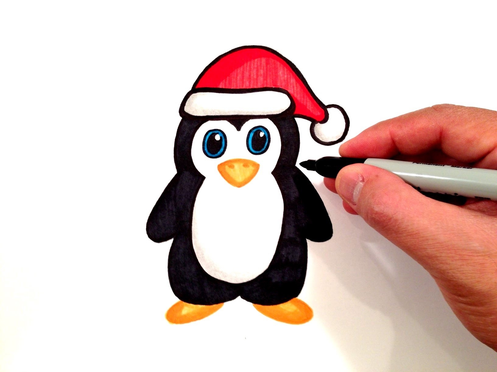 Рисунок пингвина фломастером