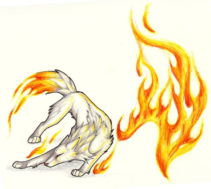 Огненный рисунок волк