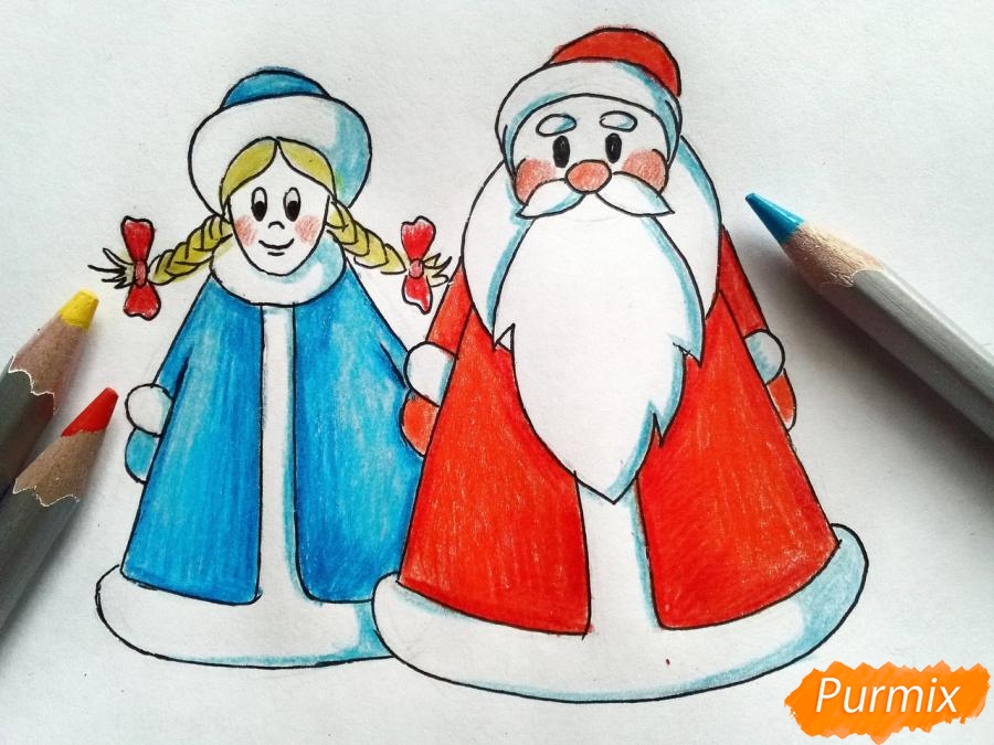 Рисунок деда Мороза и Снегурочки