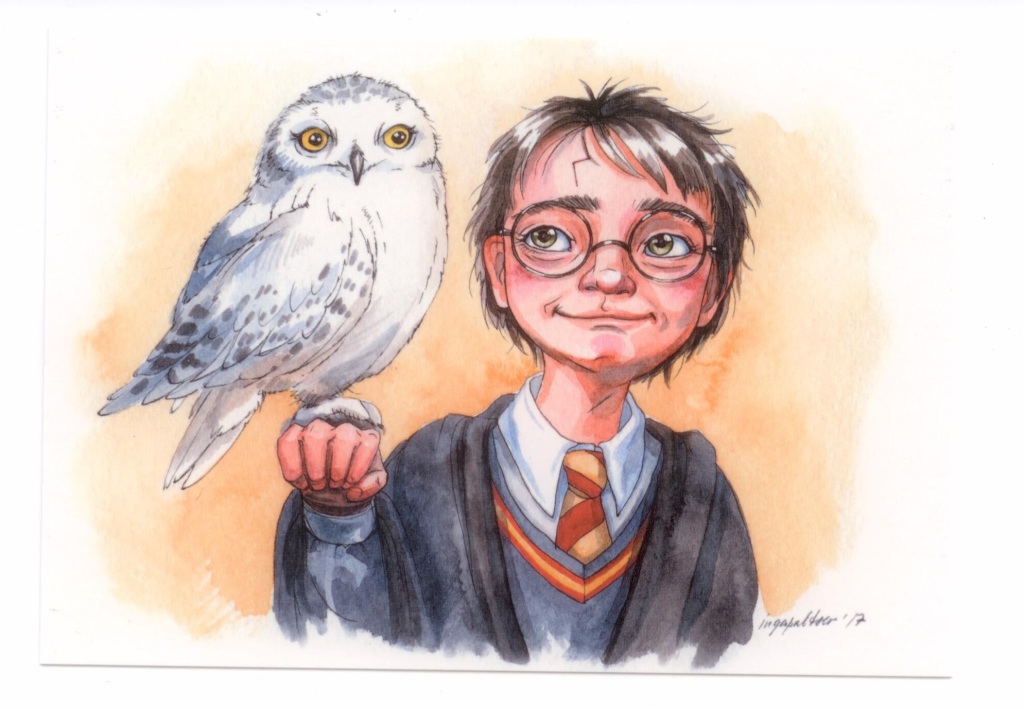 Рисунок совы из Гарри Поттера