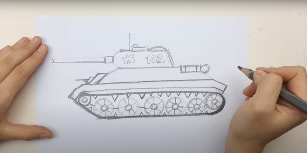 Рисунок танка карандаш