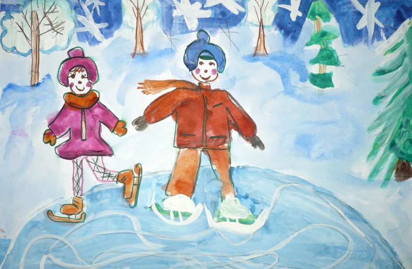 Рисунок детский с коньками