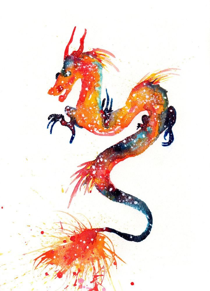 Рисунок дракона красками