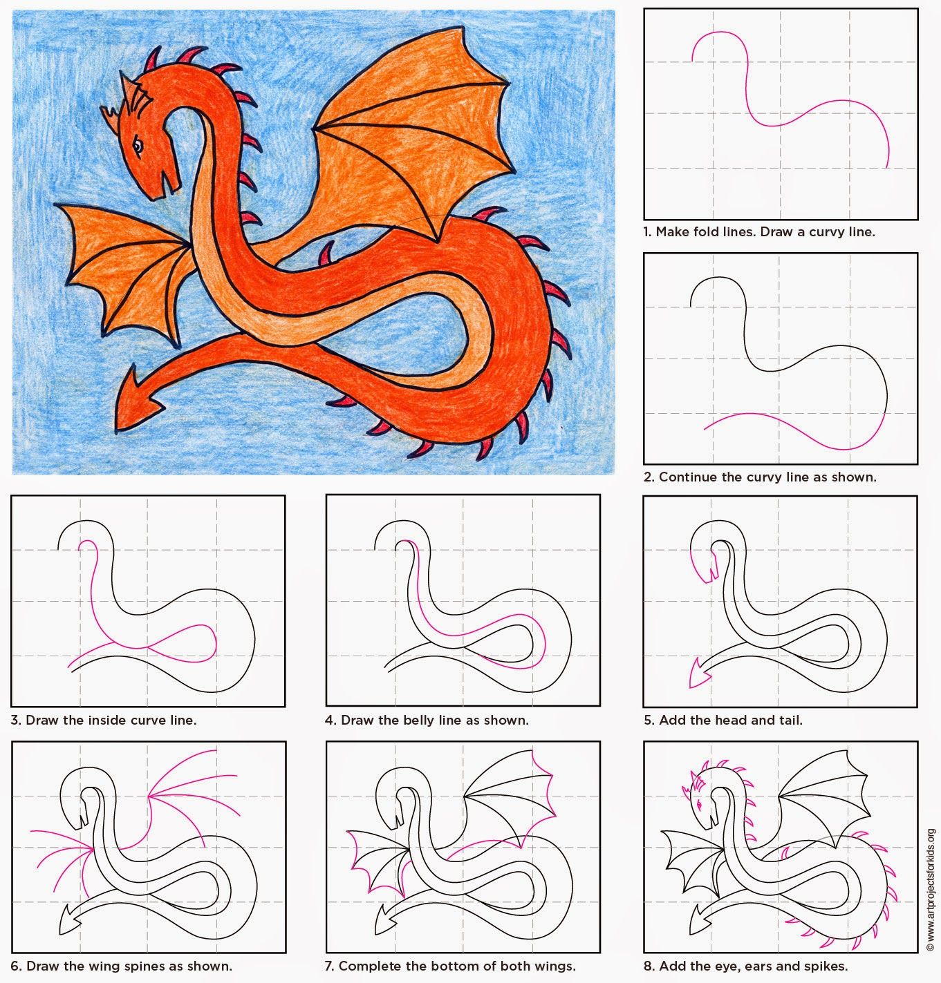 Рисунок дракона поэтапно
