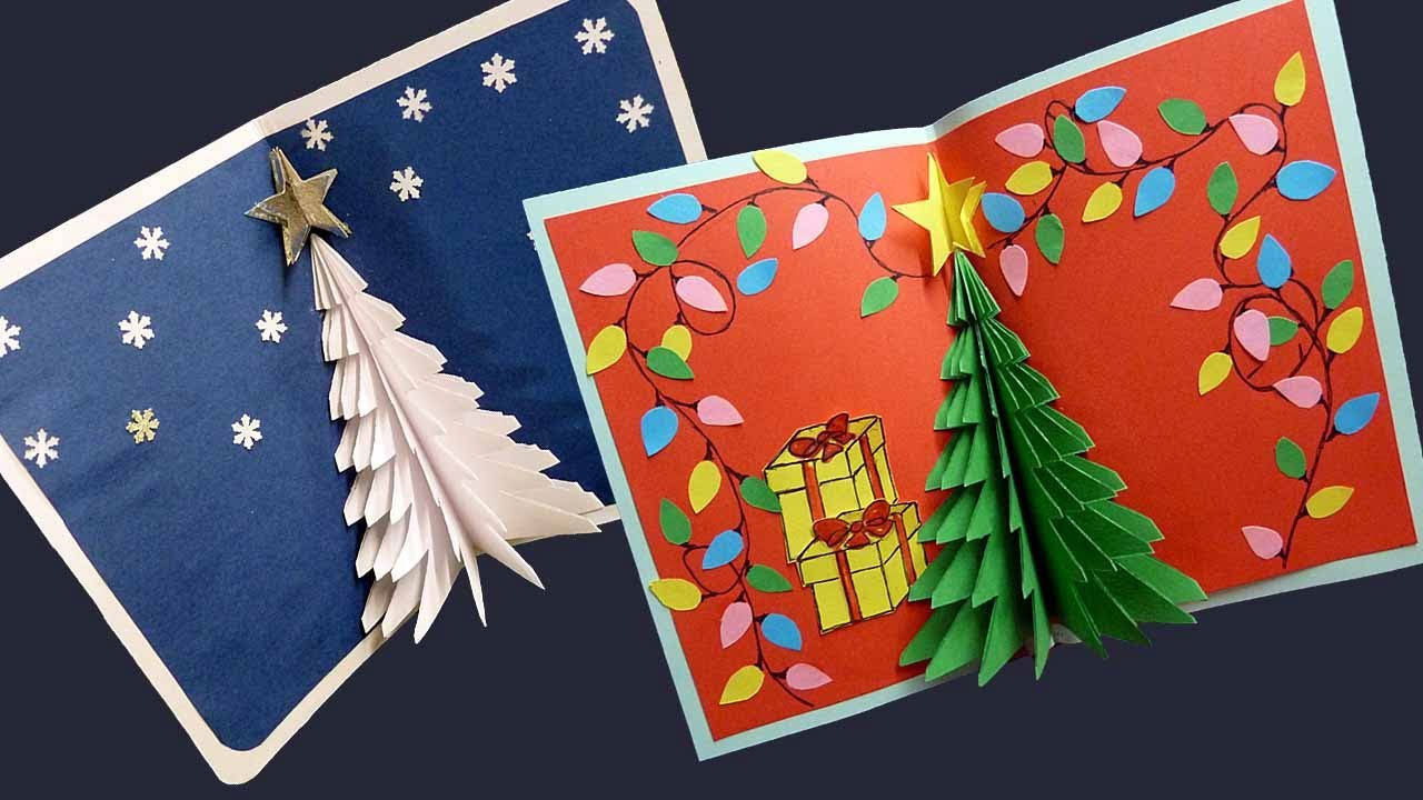 Новогодние открытки из картона и бумаги