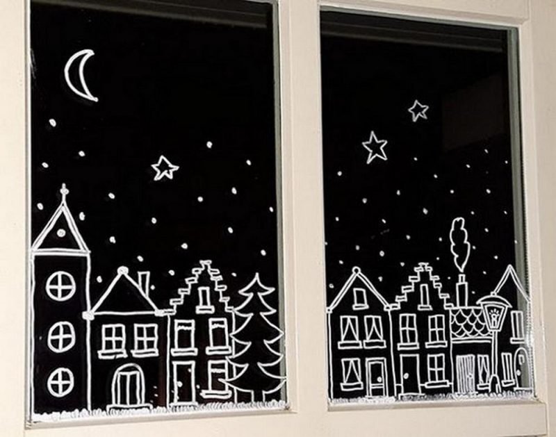 Новогодние рисунки на окнах