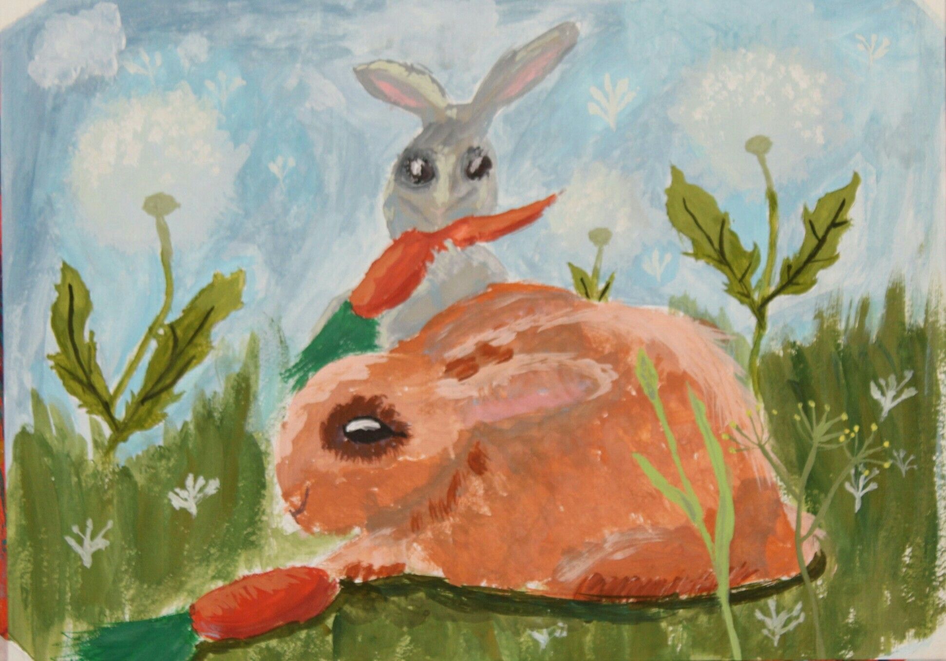 рисунок кролика акварель