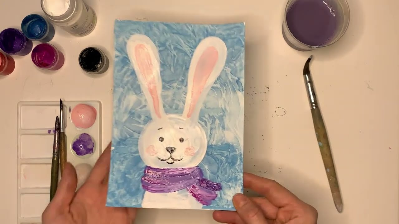 рисунок кролика акварель