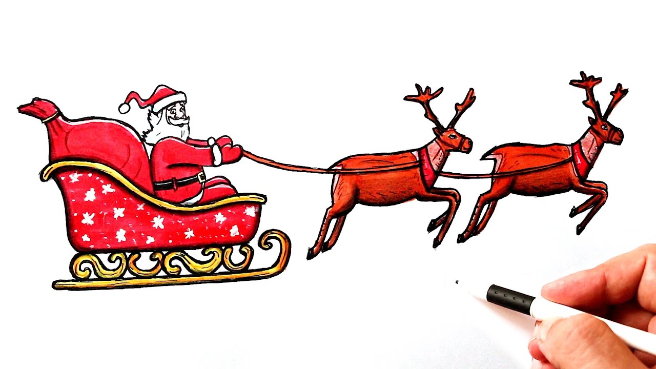 Сани Деда Мороза простой рисунок
